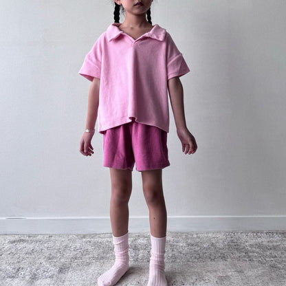 Toddler Terry Cotton Open Collar Top (1 - 6y) - 3 Colors kids outfit