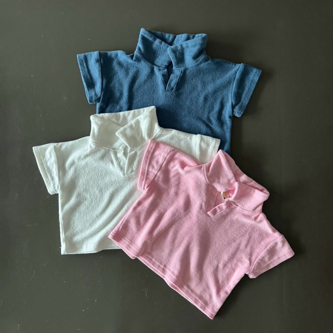 Toddler Terry Cotton Open Collar Top (1 - 6y) - 3 Colors kids outfit