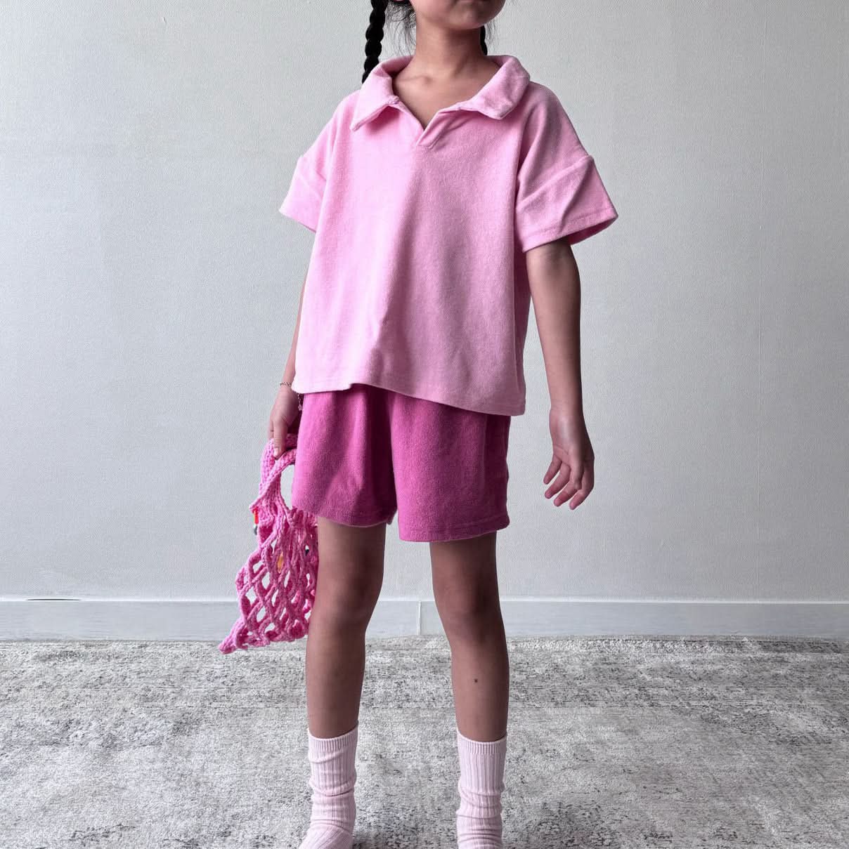 Toddler Terry Cotton Open Collar Top (1 - 6y) - 3 Colors kids outfit