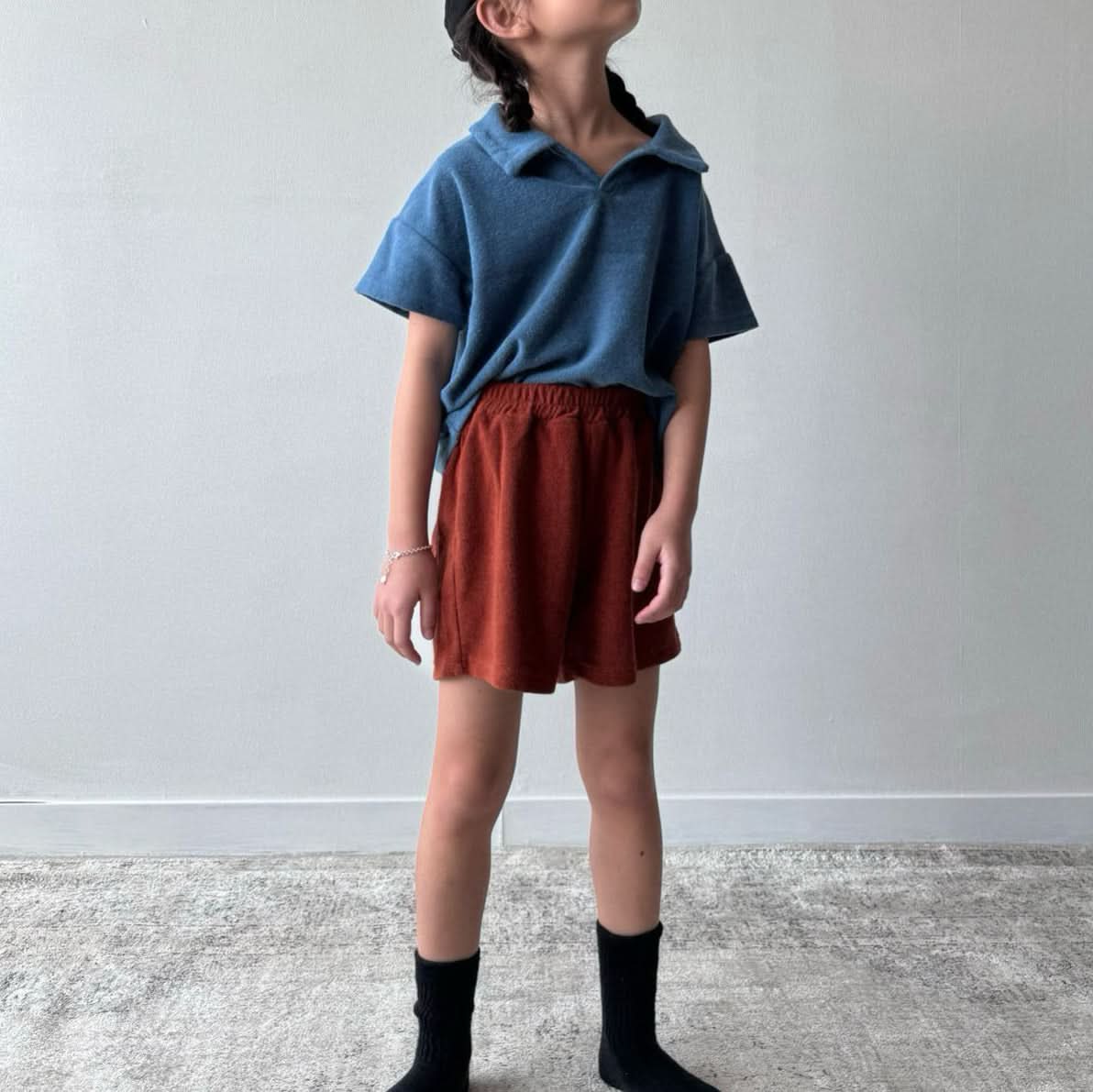 Toddler Terry Cotton Open Collar Top (1 - 6y) - 3 Colors kids outfit