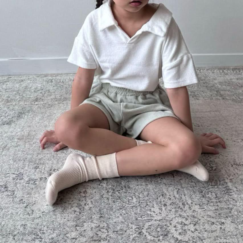 Toddler Terry Cotton Open Collar Top (1 - 6y) - 3 Colors kids outfit