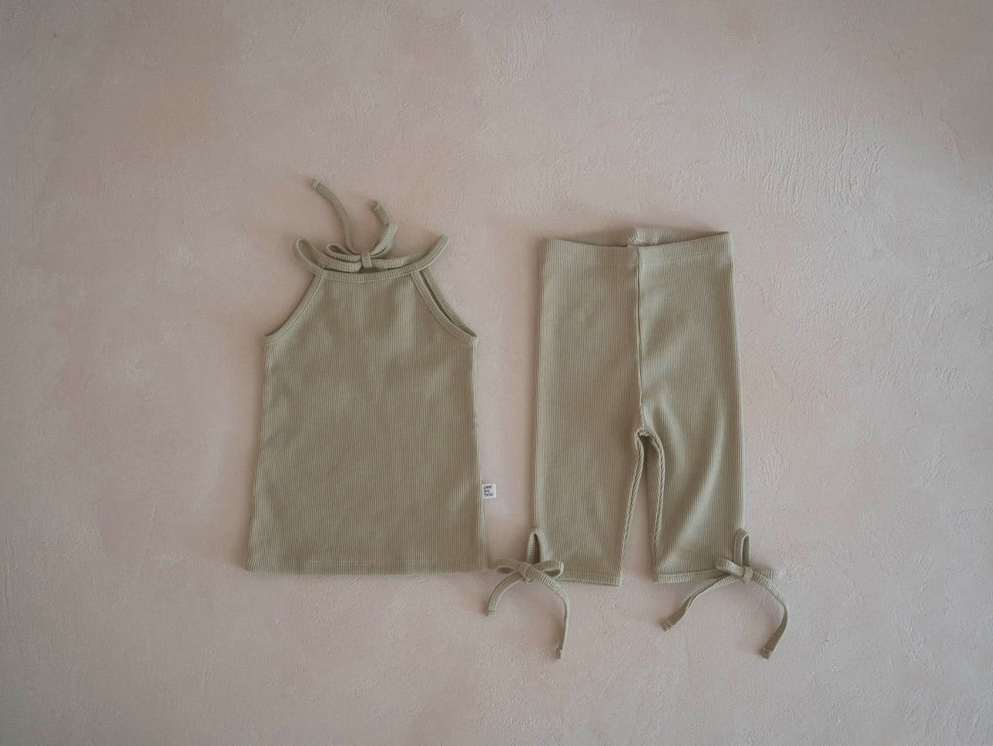 Toddler Tie - Back Ribbed Halter Tank Top and Shorts Set (6m - 6y) - 5 Colors kids outfit