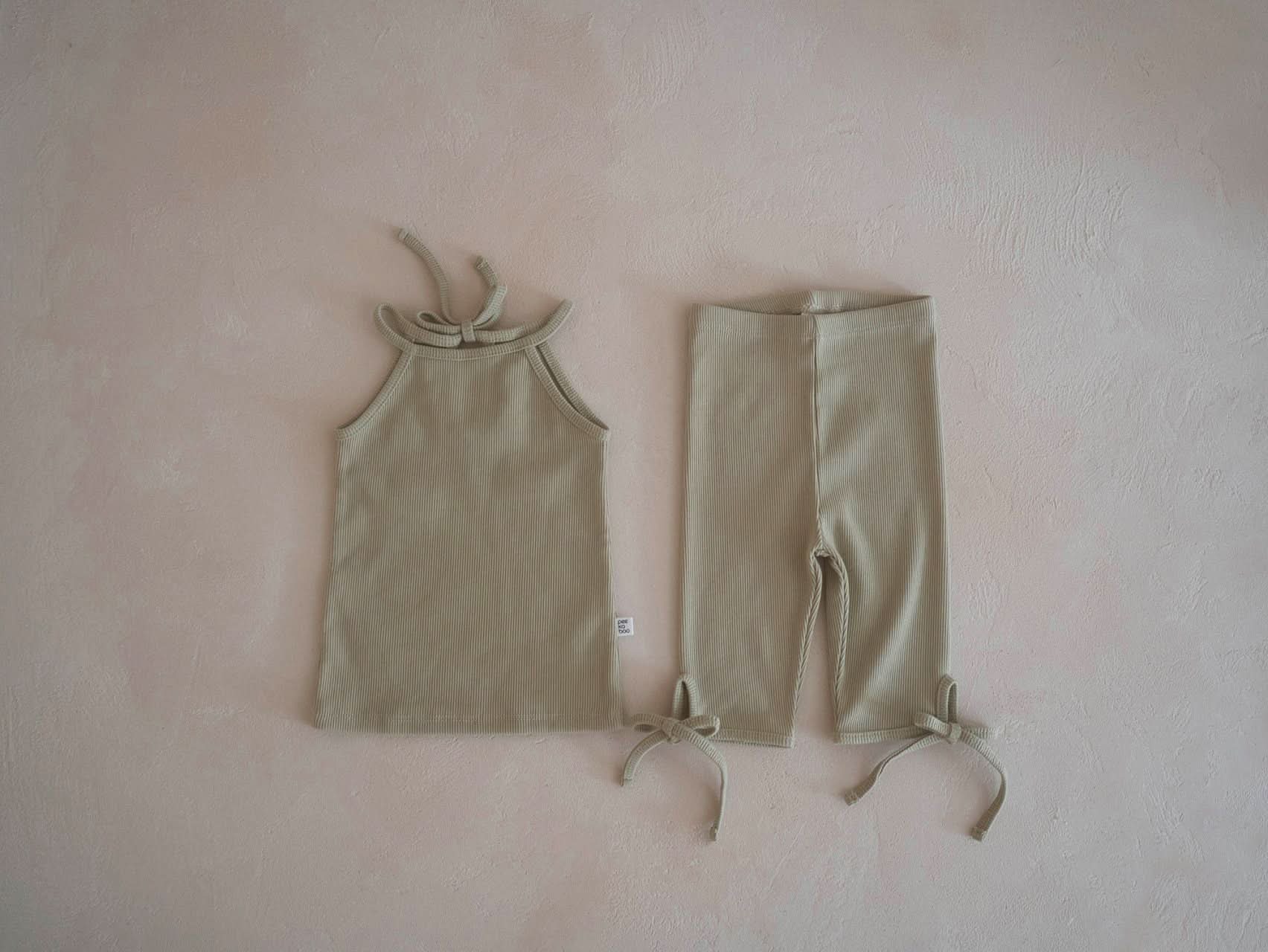 Toddler Tie - Back Ribbed Halter Tank Top and Shorts Set (6m - 6y) - 5 Colors kids outfit