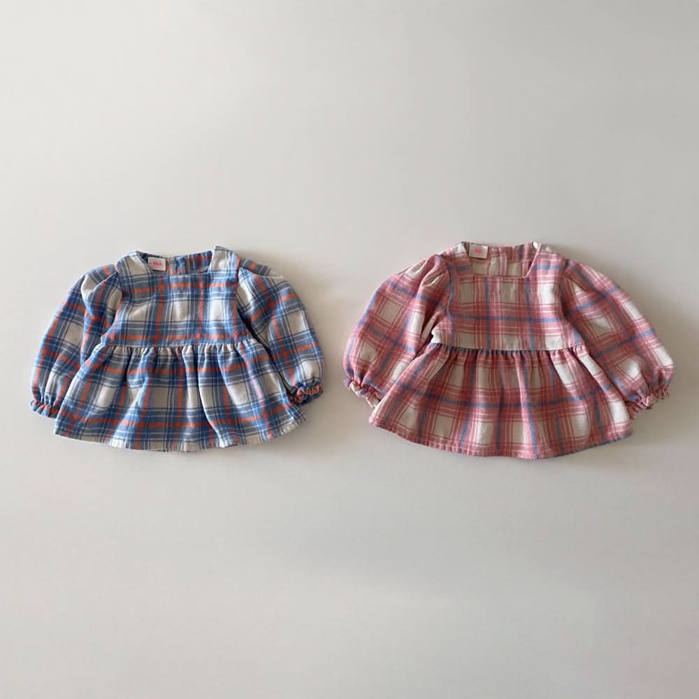 Toddler W24 Plaid Ruffle Blouse (1 - 6y) - 2 Colors kids outfit