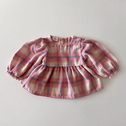 Toddler W24 Plaid Ruffle Blouse (1 - 6y) - 2 Colors kids outfit