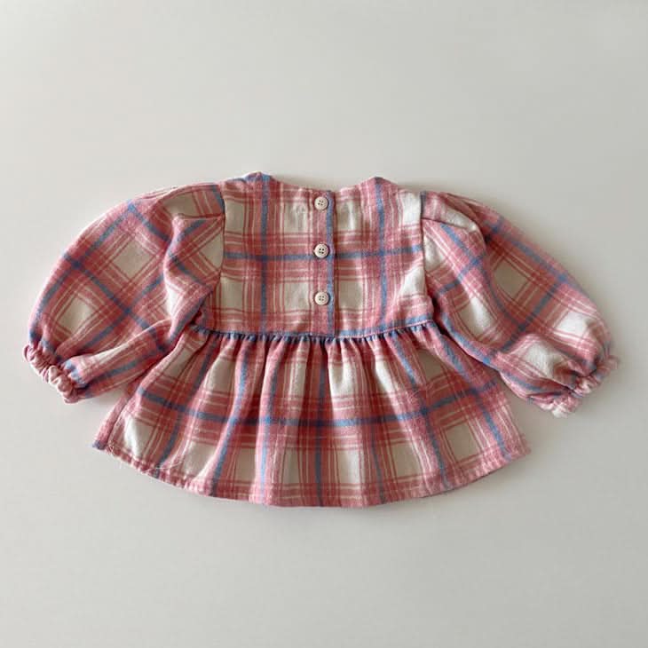 Toddler W24 Plaid Ruffle Blouse (1 - 6y) - 2 Colors kids outfit