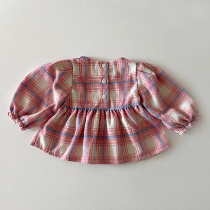 Toddler W24 Plaid Ruffle Blouse (1 - 6y) - 2 Colors kids outfit