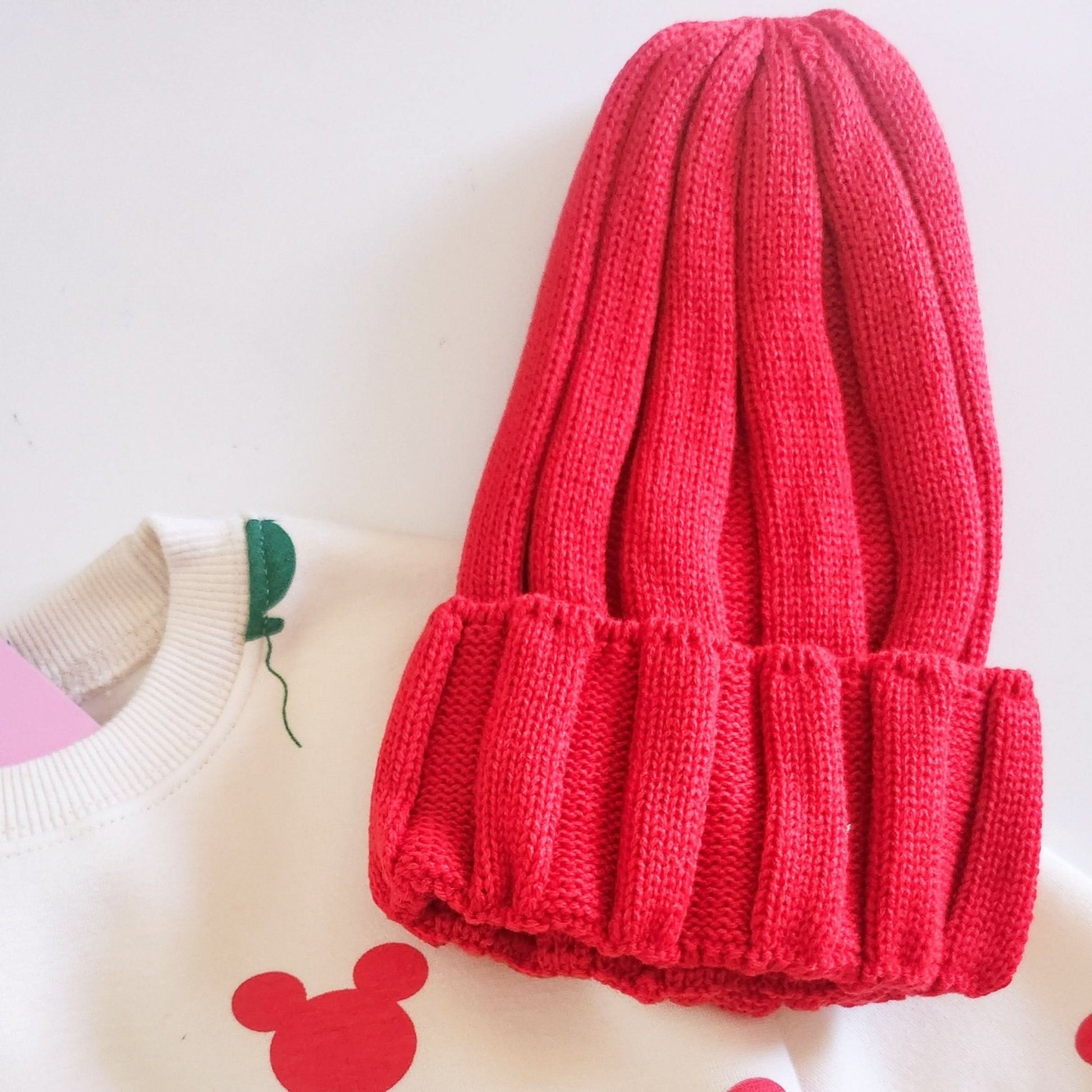 Toddler W24 Ribbed Beanie (2 - 5y) - Red kids outfit