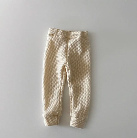 Toddler W24 Textured Knitted Leggings (1 - 6y) - Cream kids outfit
