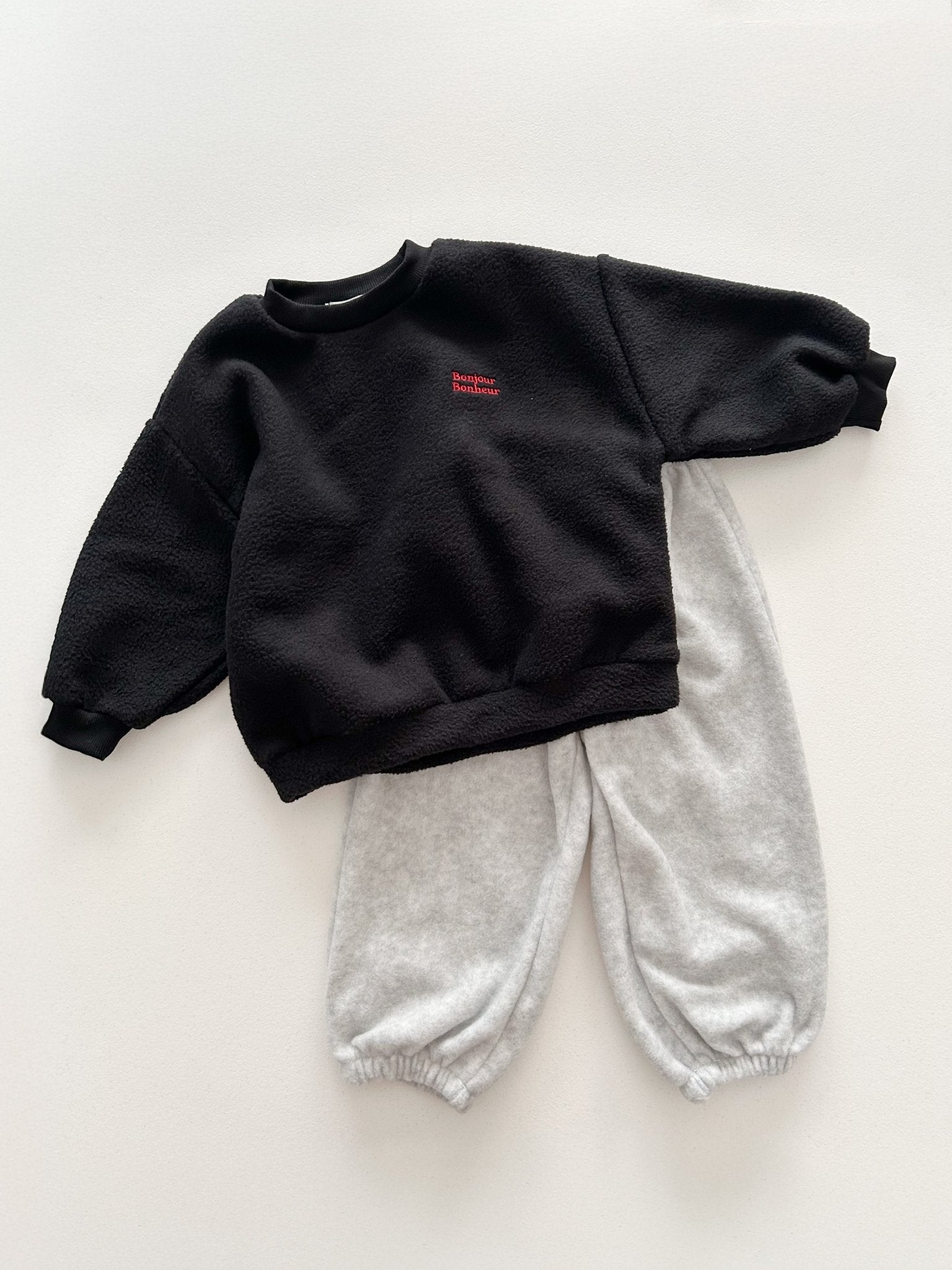 Toddler W25 'Bonjour Bonheur' Fleece Long Sleeve Sweatshirt (4m - 6y) - 2 Colors kids outfit