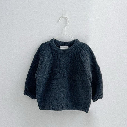 Toddler W25 Cable Knit Sweater (10m - 4y) - Charcoal kids outfit