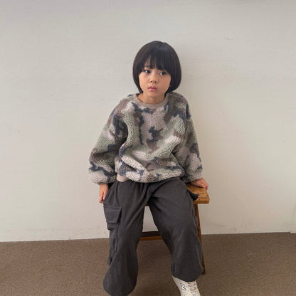 Toddler W25 Corduroy Warm Cargo Jogger Pants (3 - 10y) - Charcoal kids outfit