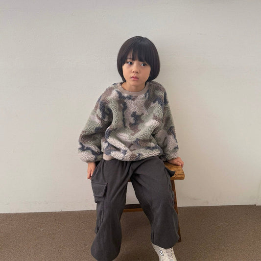 Toddler W25 Corduroy Warm Cargo Jogger Pants (3 - 10y) - Charcoal kids outfit