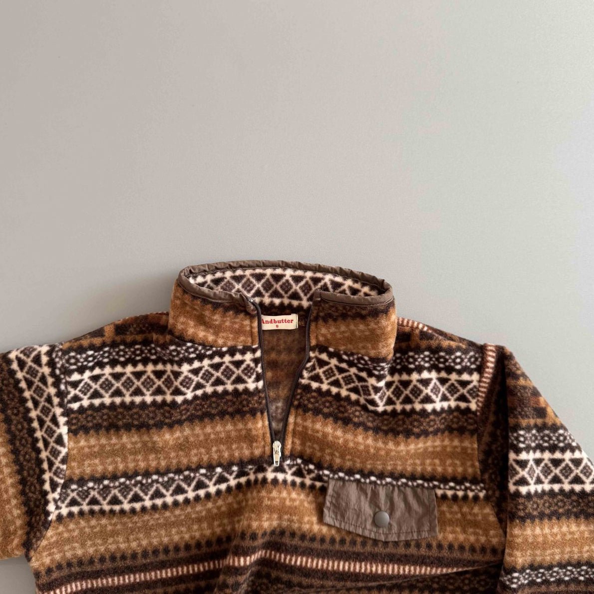 Toddler W25 Fair Isle Fleece Half Zip Mock Neck Top (3 - 10y) - 2 Colors kids outfit