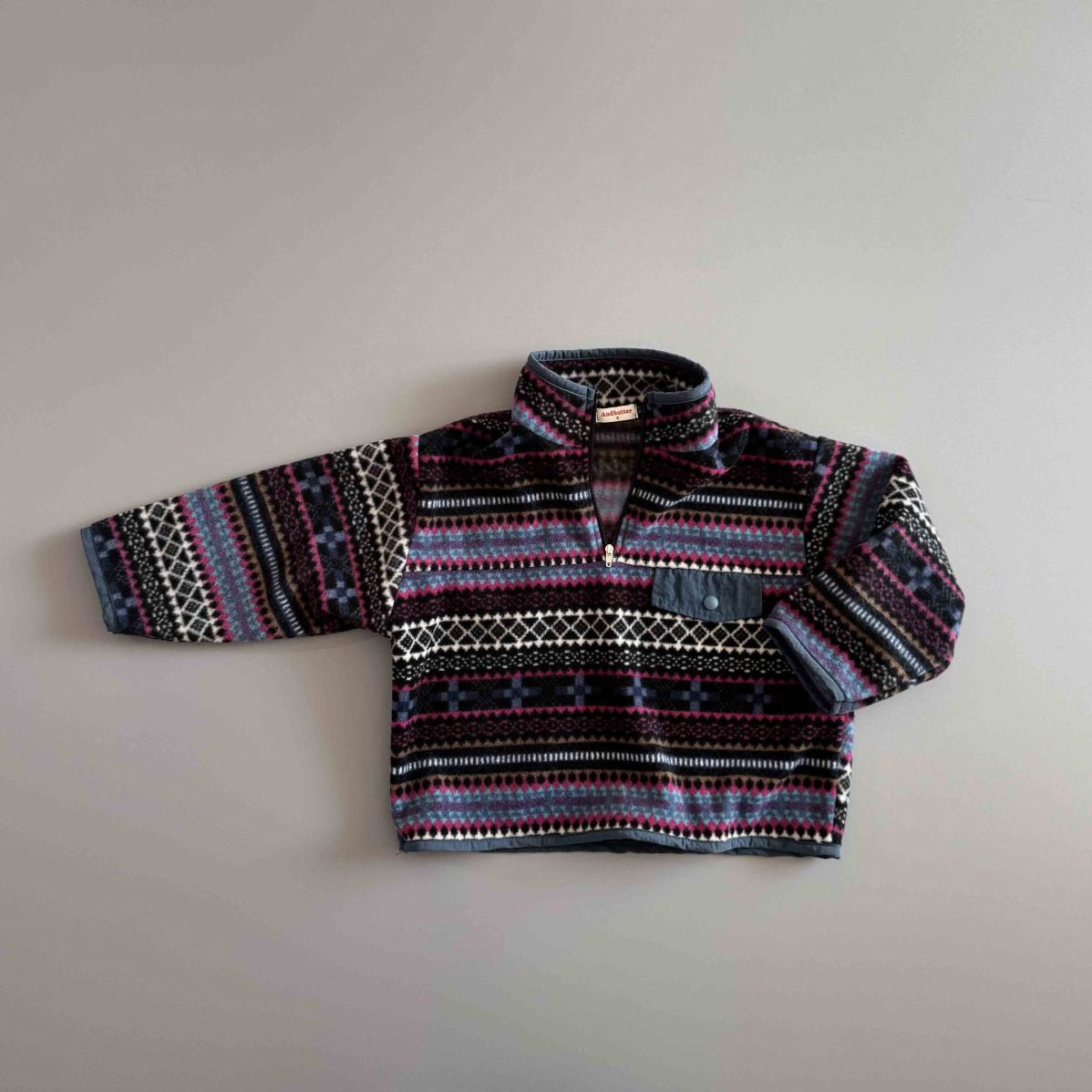 Toddler W25 Fair Isle Fleece Half Zip Mock Neck Top (3 - 10y) - 2 Colors kids outfit