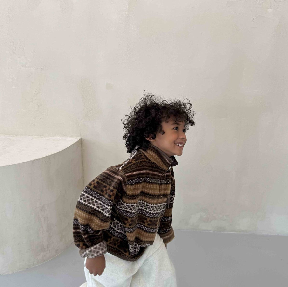Toddler W25 Fair Isle Fleece Half Zip Mock Neck Top (3 - 10y) - 2 Colors kids outfit
