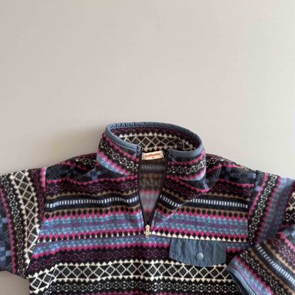 Toddler W25 Fair Isle Fleece Half Zip Mock Neck Top (3 - 10y) - 2 Colors kids outfit
