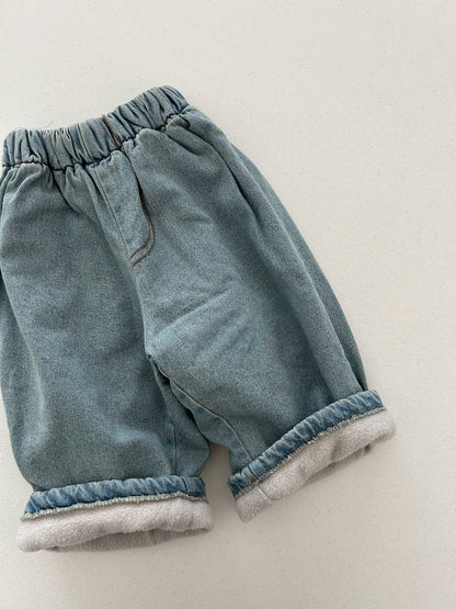 Toddler W25 Fleece Lined Pull - on Denim Pants (4m - 6y) - Denim kids outfit