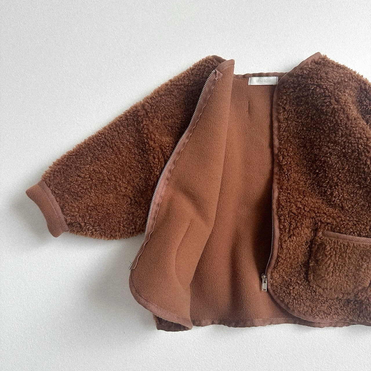 Toddler W25 Fleece Lined Sherpa Zip Up Jacket (10m - 4y) - Brown kids outfit