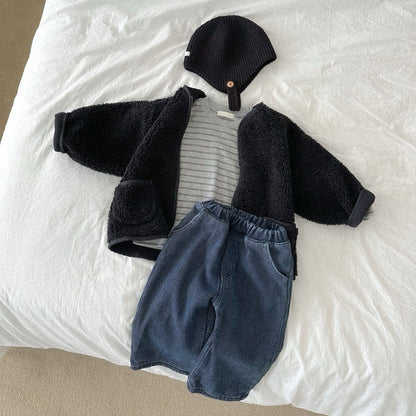Toddler W25 Fleece Lined Sherpa Zip Up Jacket (10m - 4y) - Brown kids outfit