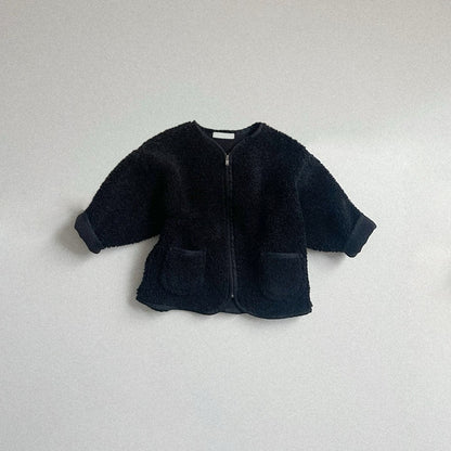 Toddler W25 Fleece Lined Sherpa Zip Up Jacket (10m - 4y) - Charcoal kids outfit
