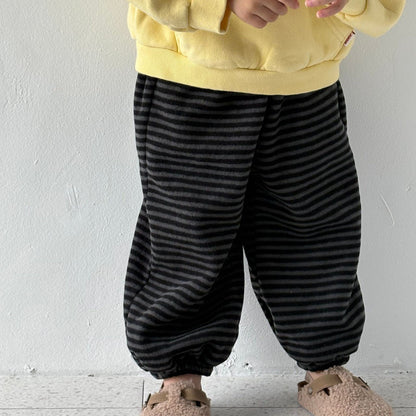 Toddler W25 Fleece Stripe Jogger Pants (1 - 7y) - Charcoal kids outfit