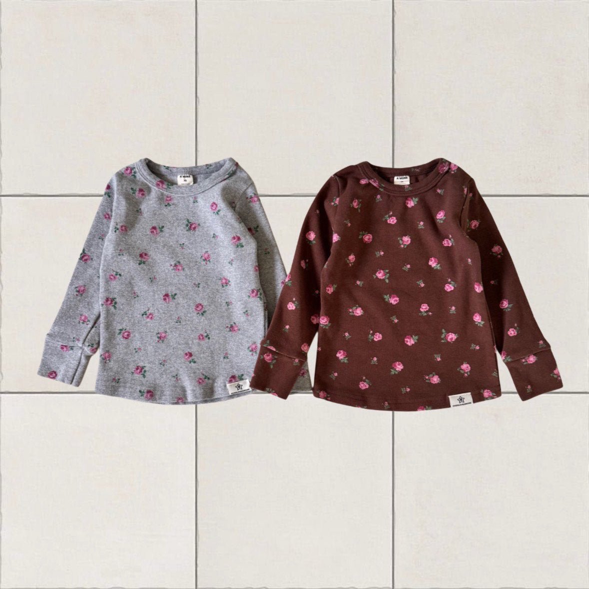 Toddler W25 Floral Long Sleeve Top (2 - 8y) - 2 Colors kids outfit