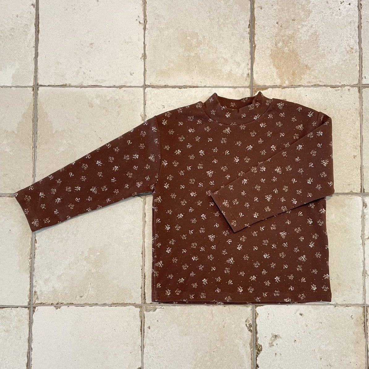 Toddler W25 Floral Mock Neck Long Sleeve Top (1 - 7y) - 2 Colors kids outfit
