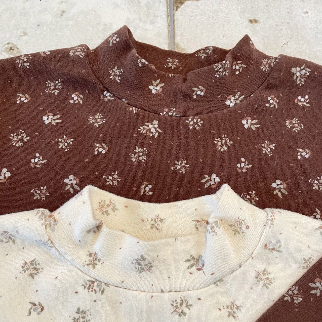 Toddler W25 Floral Mock Neck Long Sleeve Top (1 - 7y) - 2 Colors kids outfit