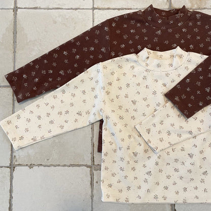 Toddler W25 Floral Mock Neck Long Sleeve Top (1 - 7y) - 2 Colors kids outfit