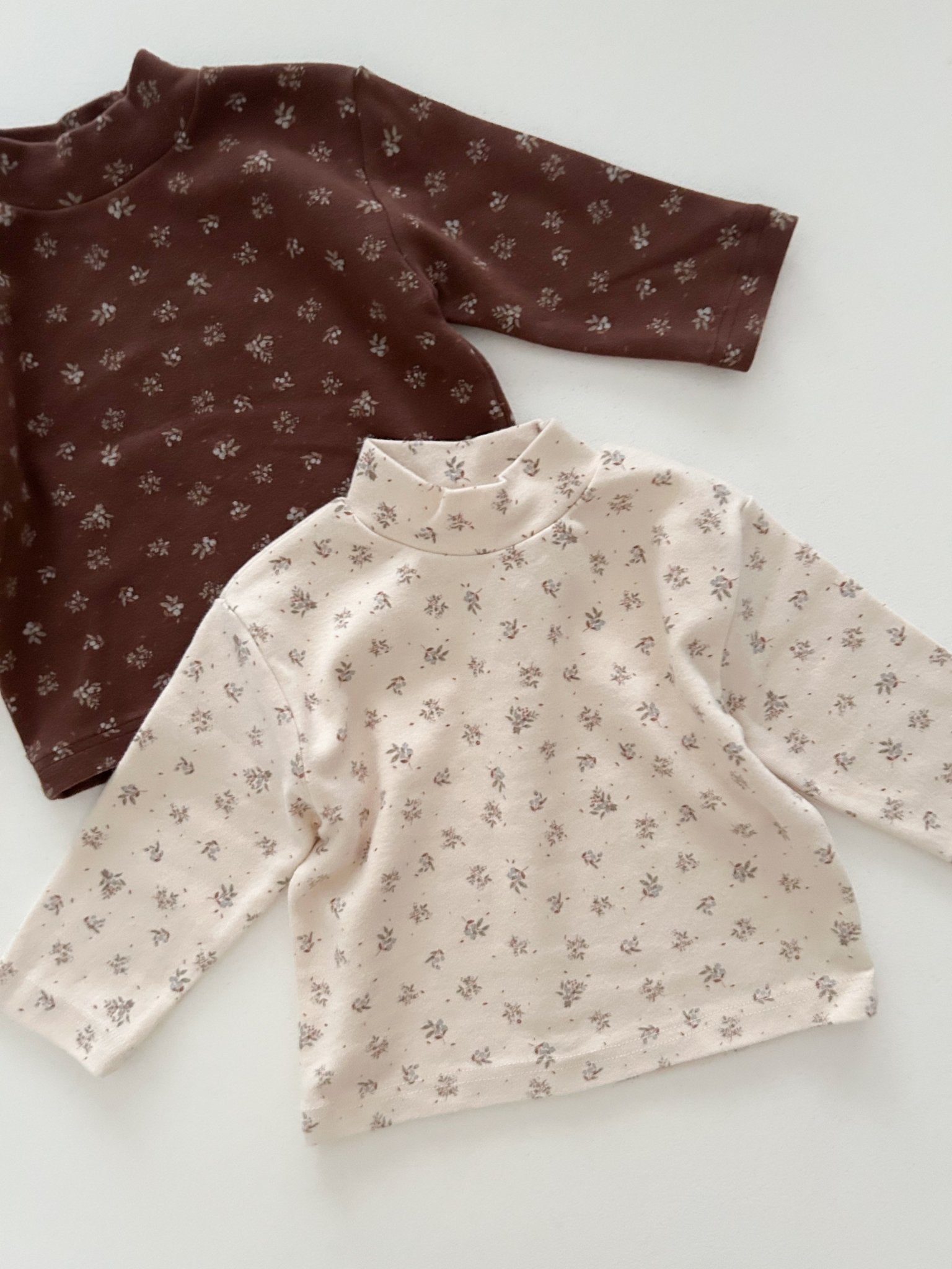 Toddler W25 Floral Mock Neck Long Sleeve Top (1 - 7y) - 2 Colors kids outfit