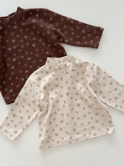 Toddler W25 Floral Mock Neck Long Sleeve Top (1 - 7y) - 2 Colors kids outfit