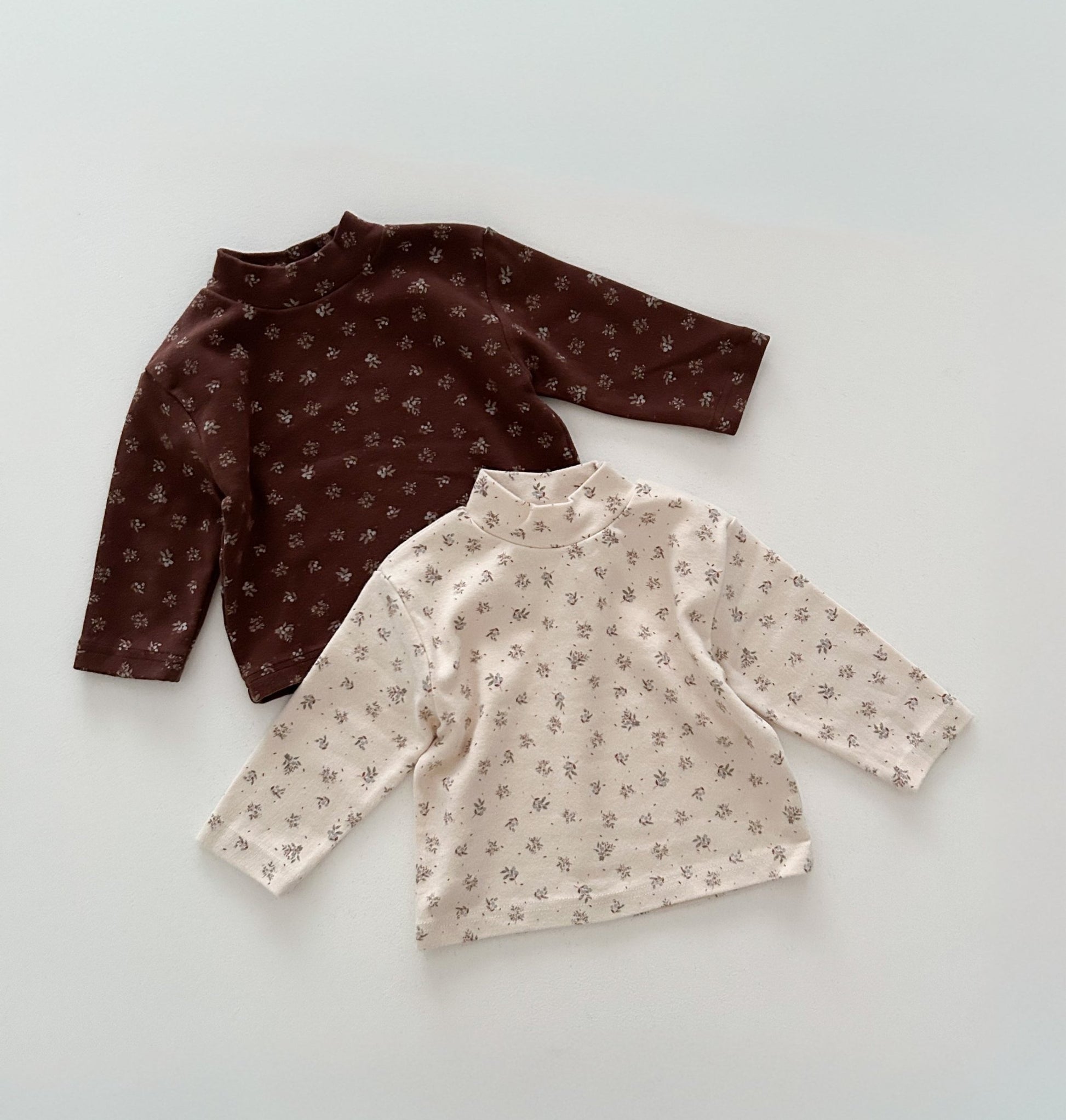 Toddler W25 Floral Mock Neck Long Sleeve Top (1 - 7y) - 2 Colors kids outfit