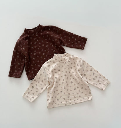 Toddler W25 Floral Mock Neck Long Sleeve Top (1 - 7y) - 2 Colors kids outfit
