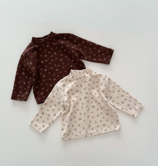 Toddler W25 Floral Mock Neck Long Sleeve Top (1 - 7y) - 2 Colors kids outfit