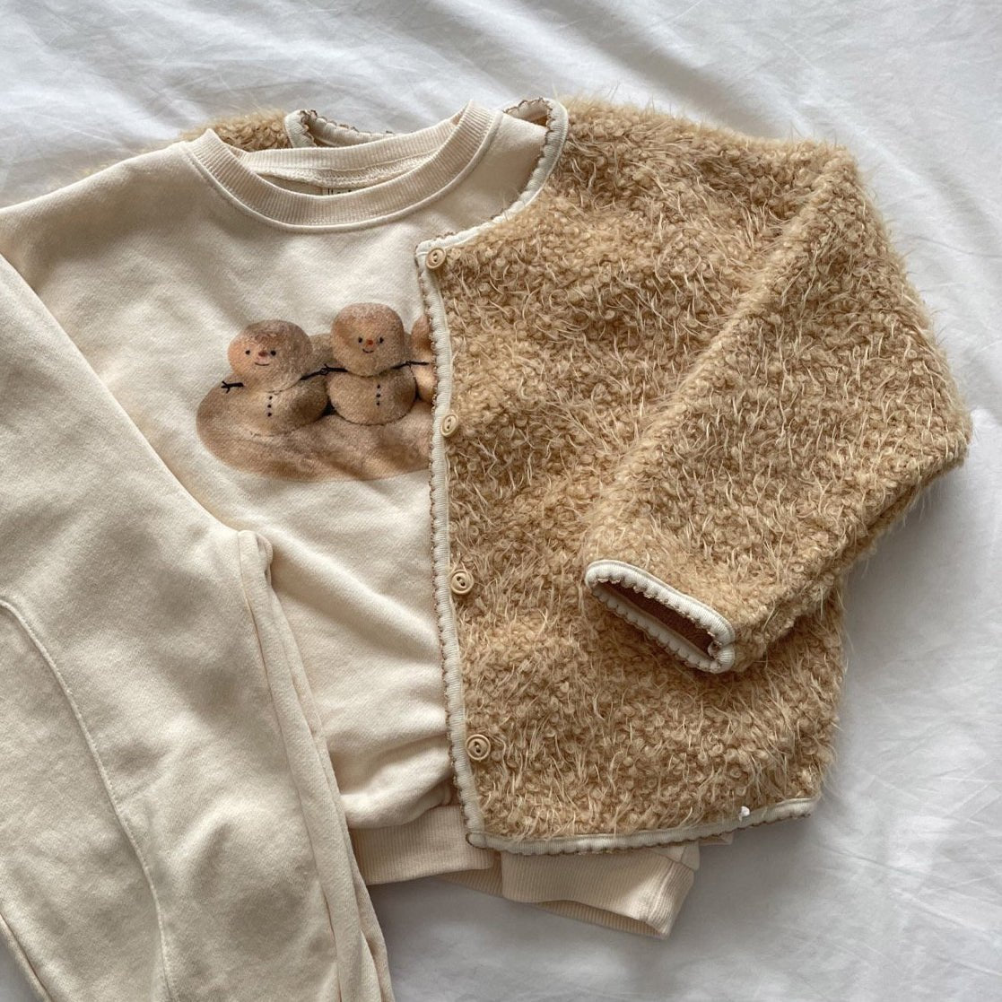 Toddler W25 Fuzzy Cardigan (1 - 7y) - 2 Colors kids outfit