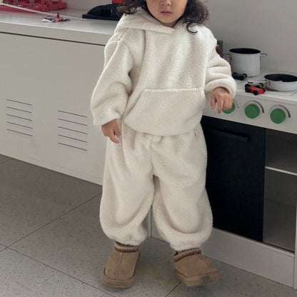 Toddler W25 Fuzzy Fleece Hoodie and Jogger Pants Set (1 - 7y) - 2 Colors kids outfit
