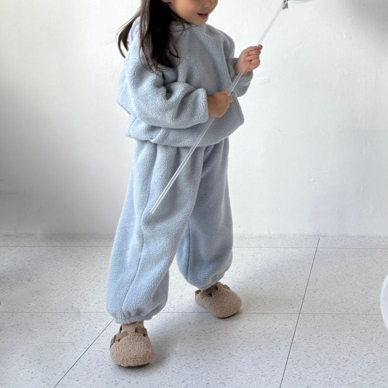 Toddler W25 Fuzzy Fleece Hoodie and Jogger Pants Set (1 - 7y) - 2 Colors kids outfit