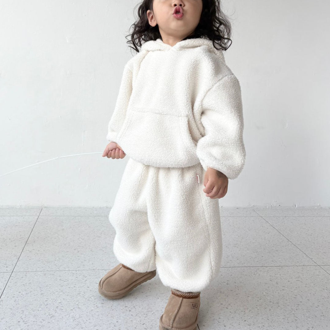 Toddler W25 Fuzzy Fleece Hoodie and Jogger Pants Set (1 - 7y) - 2 Colors kids outfit