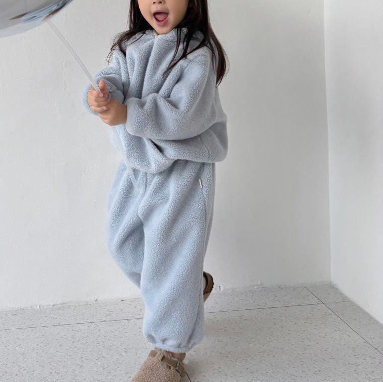 Toddler W25 Fuzzy Fleece Hoodie and Jogger Pants Set (1 - 7y) - 2 Colors kids outfit