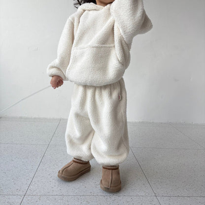 Toddler W25 Fuzzy Fleece Hoodie and Jogger Pants Set (1 - 7y) - 2 Colors kids outfit