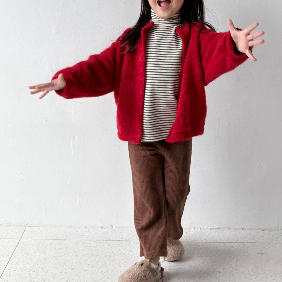 Toddler W25 Fuzzy Long Sleeve Cardigan (1 - 7y) - 2 Colors kids outfit