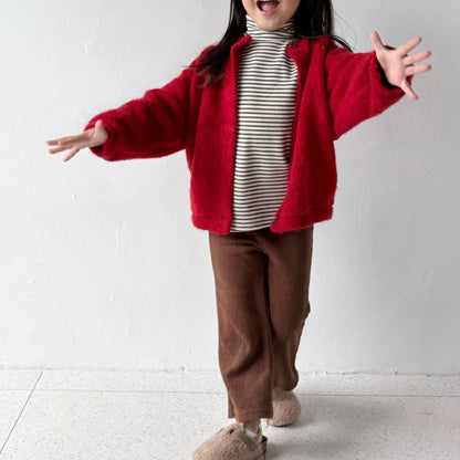 Toddler W25 Fuzzy Long Sleeve Cardigan (1 - 7y) - 2 Colors kids outfit