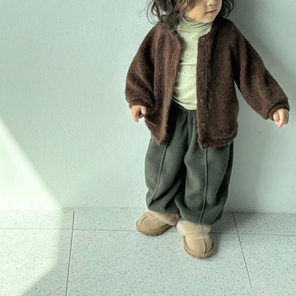 Toddler W25 Fuzzy Long Sleeve Cardigan (1 - 7y) - 2 Colors kids outfit
