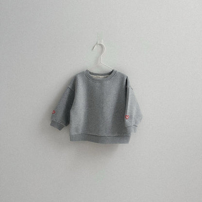 Toddler W25 Heart Embroidery Long Sleeve Sweatshirt (10m - 4y) - 3 Colors kids outfit