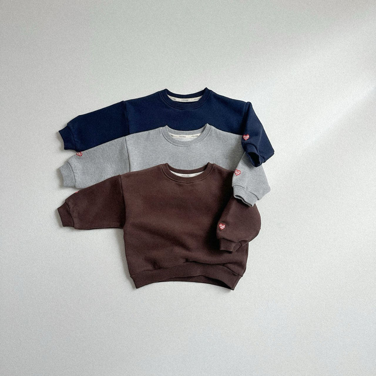 Toddler W25 Heart Embroidery Long Sleeve Sweatshirt (10m - 4y) - 3 Colors kids outfit