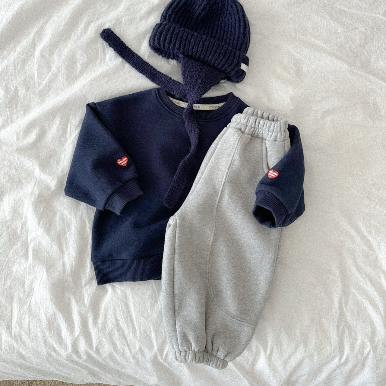 Toddler W25 Heart Embroidery Long Sleeve Sweatshirt (10m - 4y) - 3 Colors kids outfit