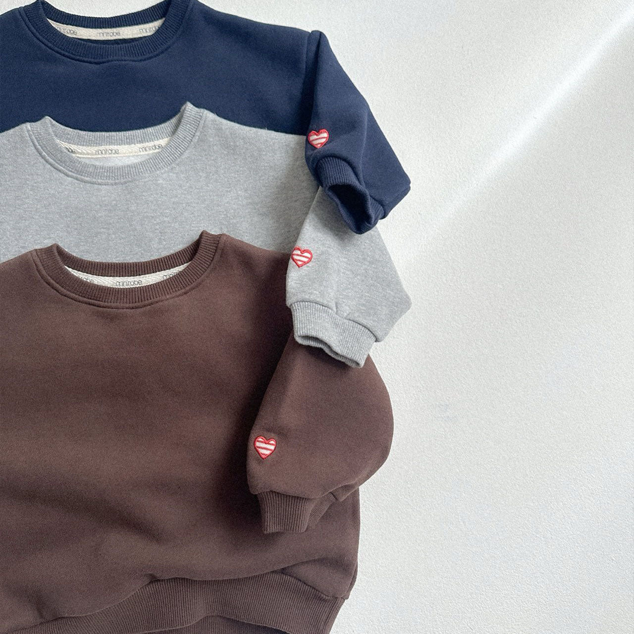 Toddler W25 Heart Embroidery Long Sleeve Sweatshirt (10m - 4y) - 3 Colors kids outfit