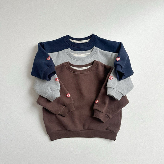 Toddler W25 Heart Embroidery Long Sleeve Sweatshirt (10m - 4y) - 3 Colors kids outfit