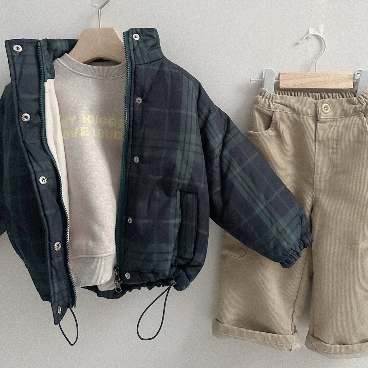 Toddler W25 Plaid Padded Mock Neck Zip Up Jacket (2 - 7y) - 3 Colors kids outfit